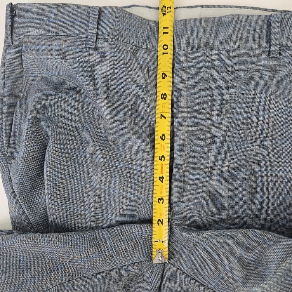 Vintage 80s Blue Grey Glen Plaid‎ 3pc Suit Single Breasted 2 Button Med ~40R-42R
